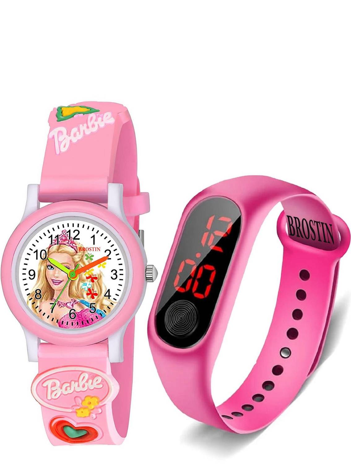 Brostin B7868N Digital Girls Pink Glowing Frozen Barbie Watch/Pink Band Combo- For Girls Analog Watch - For Boys