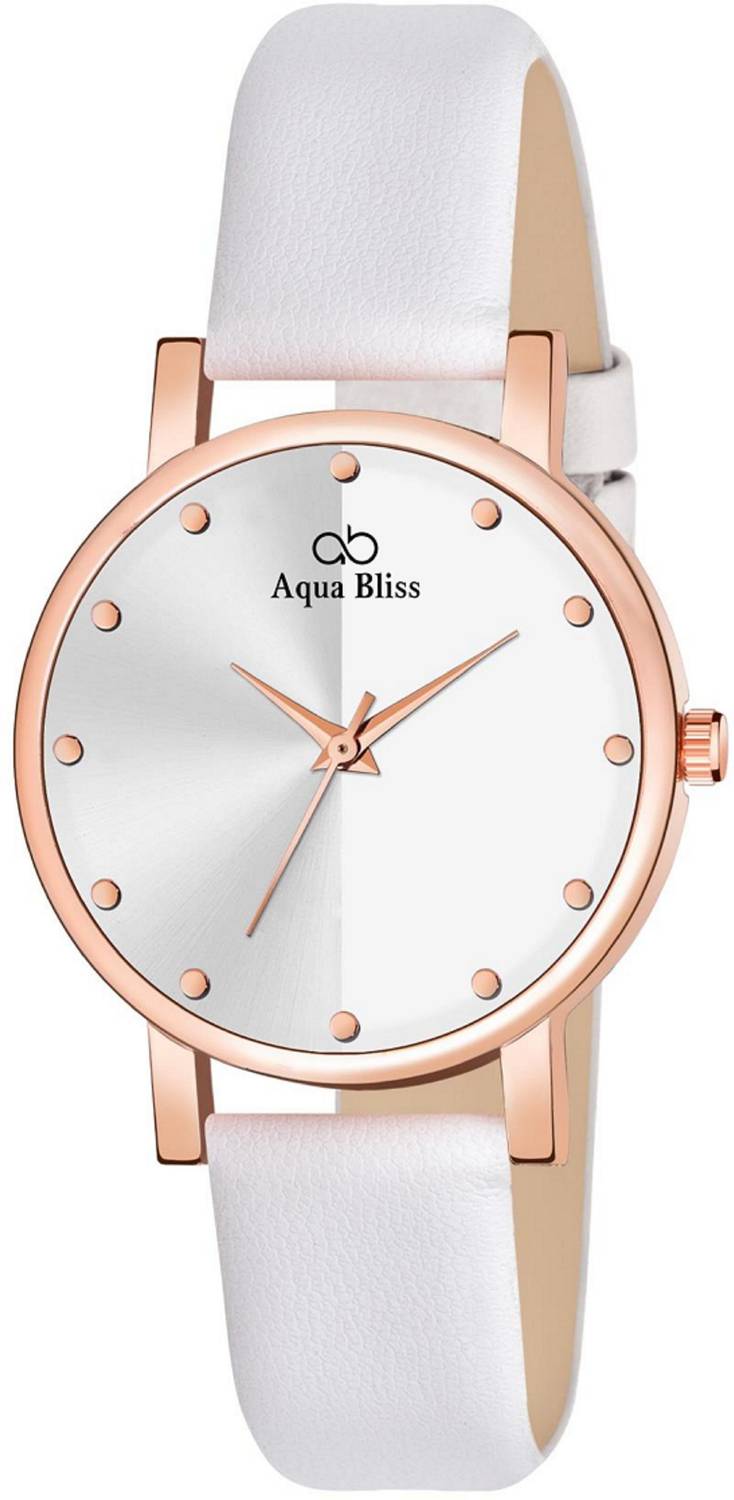 AquaBliss White Dial White Leather Analog Watch - For Women