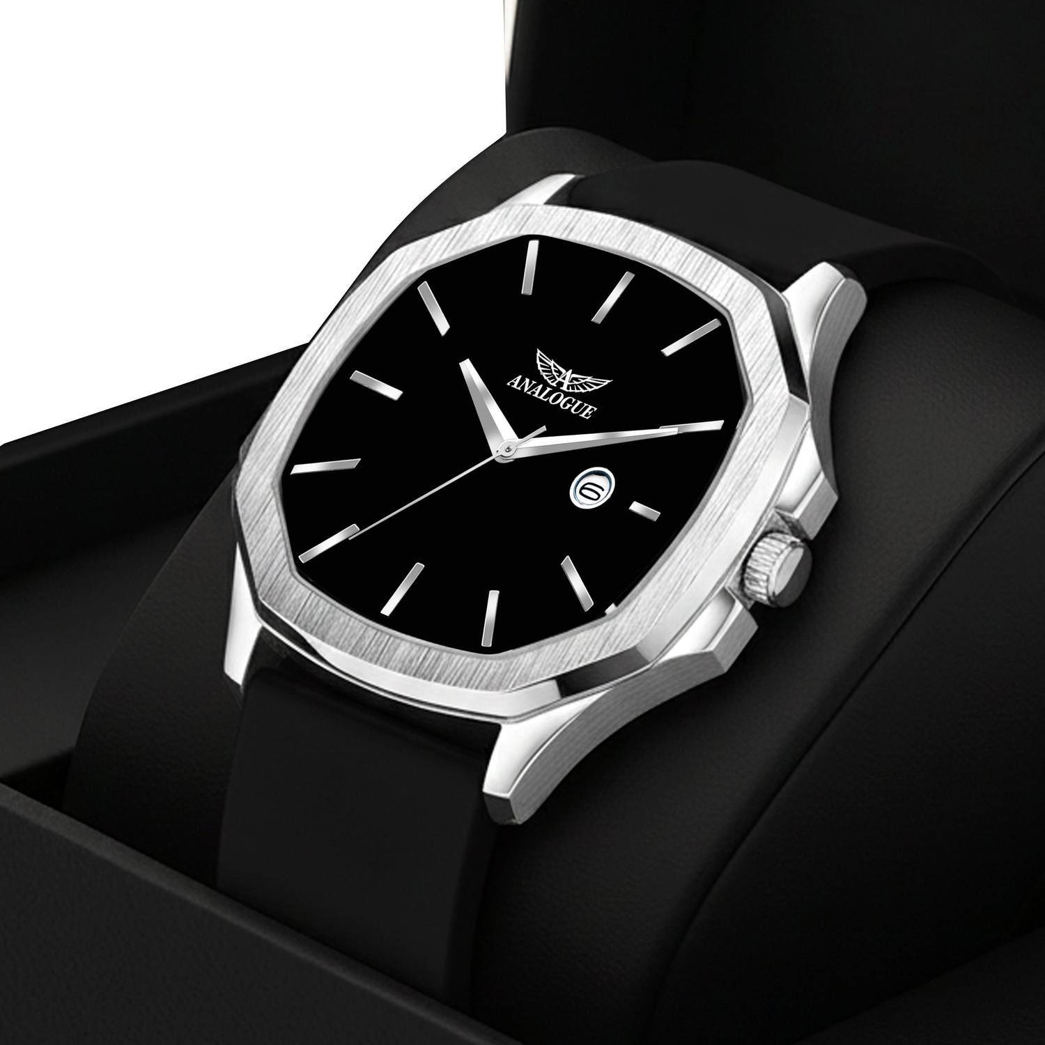 ANALOGUE Series | Working Date Display | Smart Watch Strap | 3D Glass | Soft Silicon Hexa Series | Working Date Display | Smart Watch Strap | 3D Glass | Soft Silicon Analog Watch - For Men