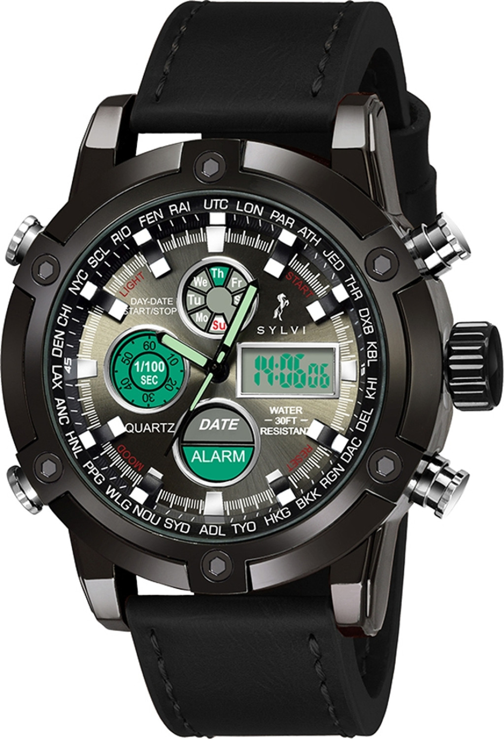 Sylvi ICONIC BLACK - Luxury Leather Watch For Men ICONIC BLACK - Luxury Leather Watch For Men Analog-Digital Watch - For Men