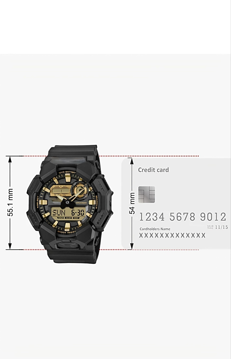 Image of Fiveyearwarrant GS matte black 95 Super shock matte Analog-Digital Watch - For Men