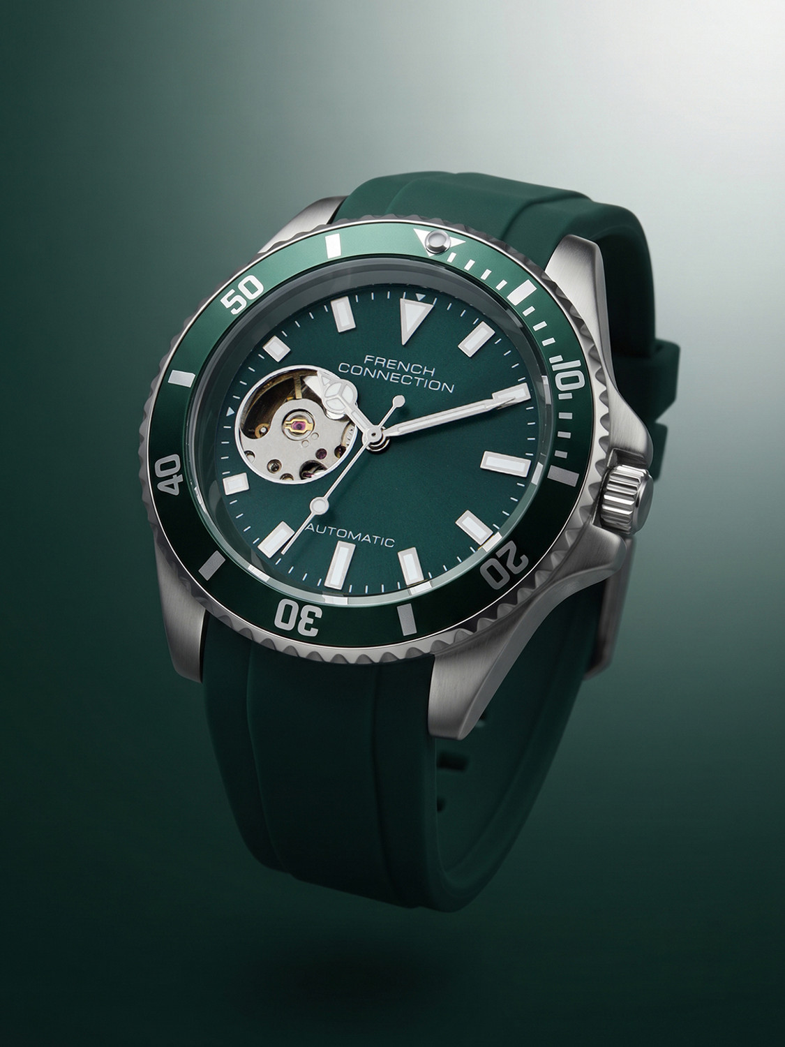 Image of French Connection Green Sunray Round Dial Automatic Analog Watch - For Men FCA55N