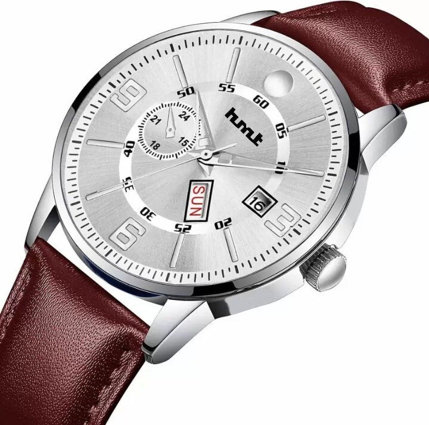 Image of hmt QUARTZ Silver Dial Day & Date Analog Watch - For Men