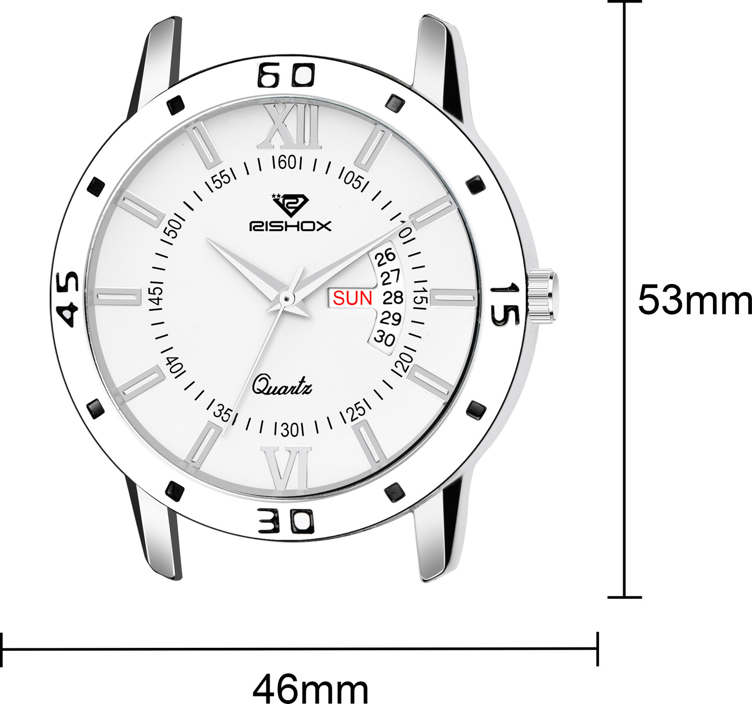 Image of Rishox Men White Day & Date Stainless Steel Classy look premium quality wrist Analog Watch - For Men RX-10010