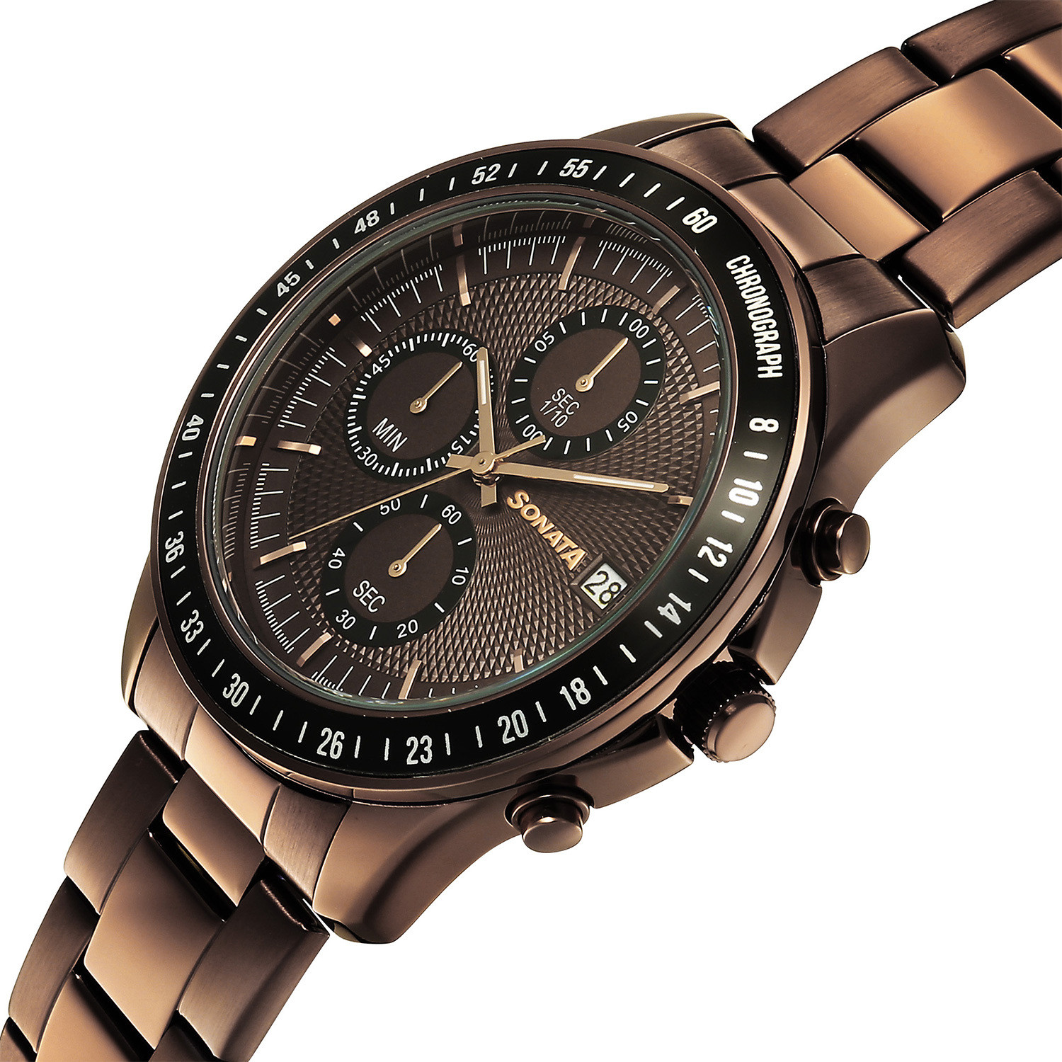 Image of SONATA Chronos Sonata Chronos Quartz Brown Round Dial Men's Watch / Analog Watch - For Men