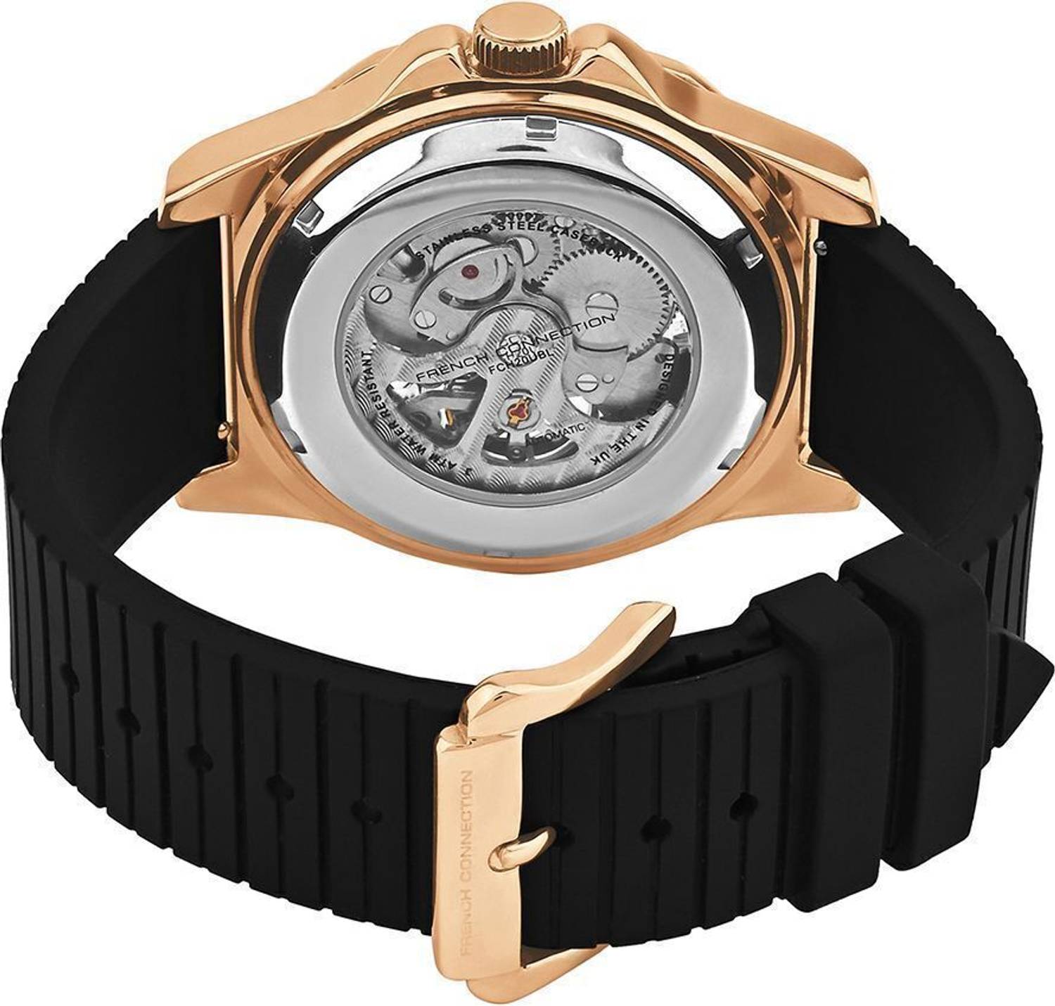 French Connection Mechalume Black Automatic Watch - Image 5