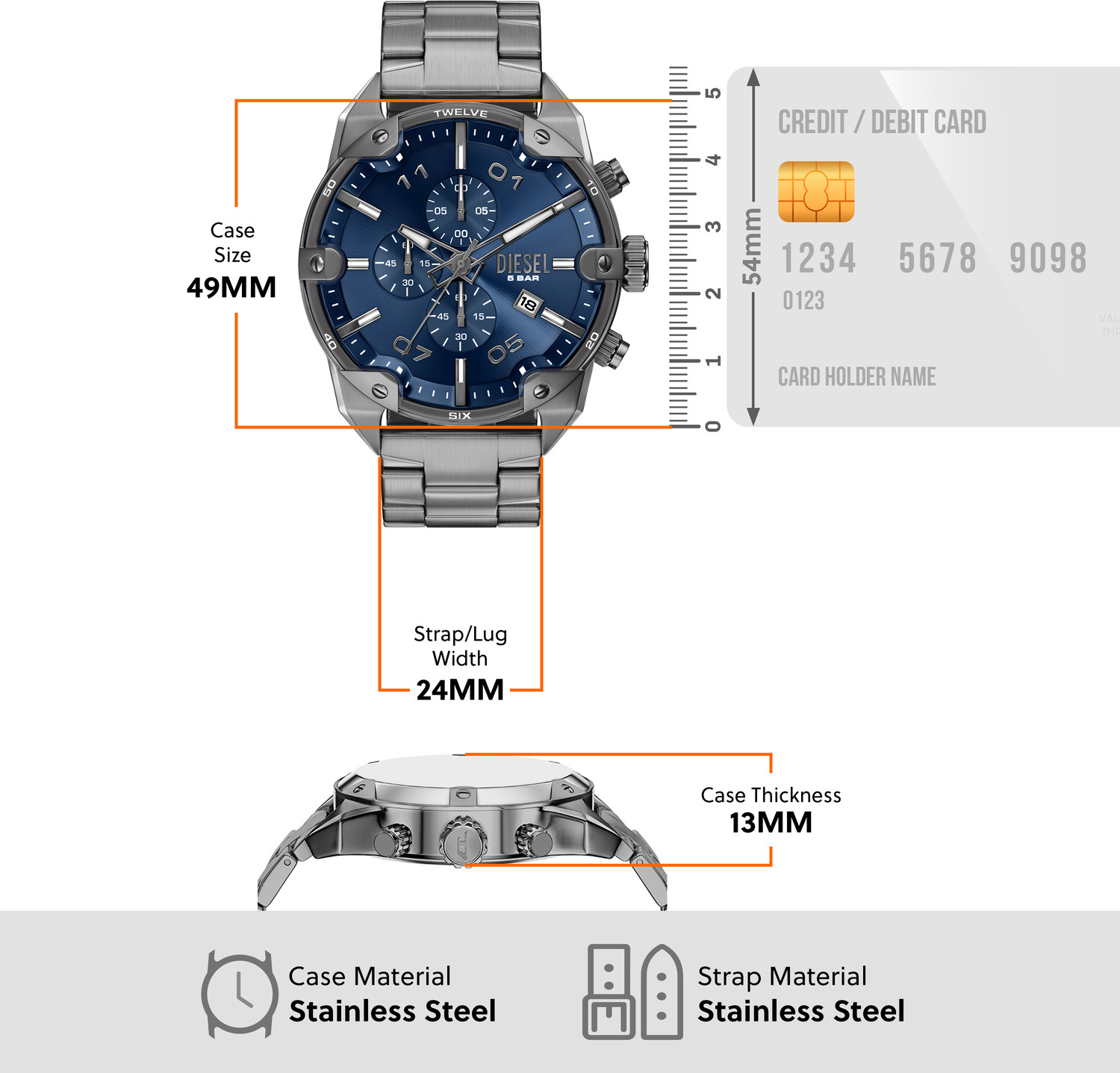 Image of DIESEL Spiked Analog Watch - For Men DZ4724