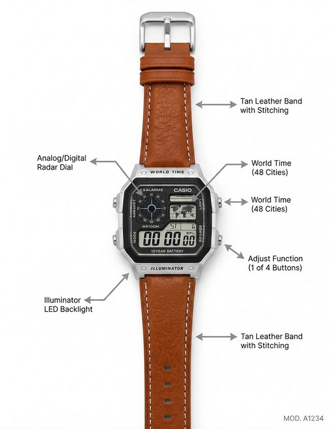 Image of GASIQ Wrold Time World Time Analog-Digital Watch - For Men