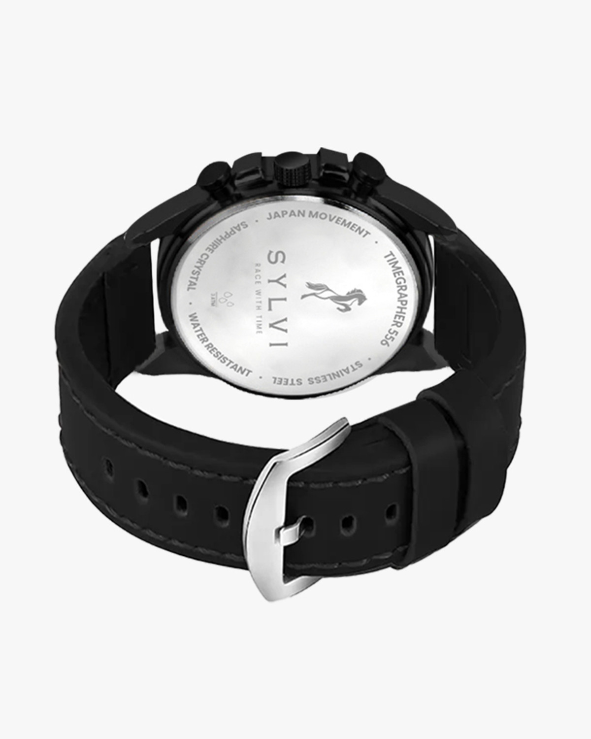 Image of Sylvi Timegrapher Gold Black Leather Analog Watch - For Men