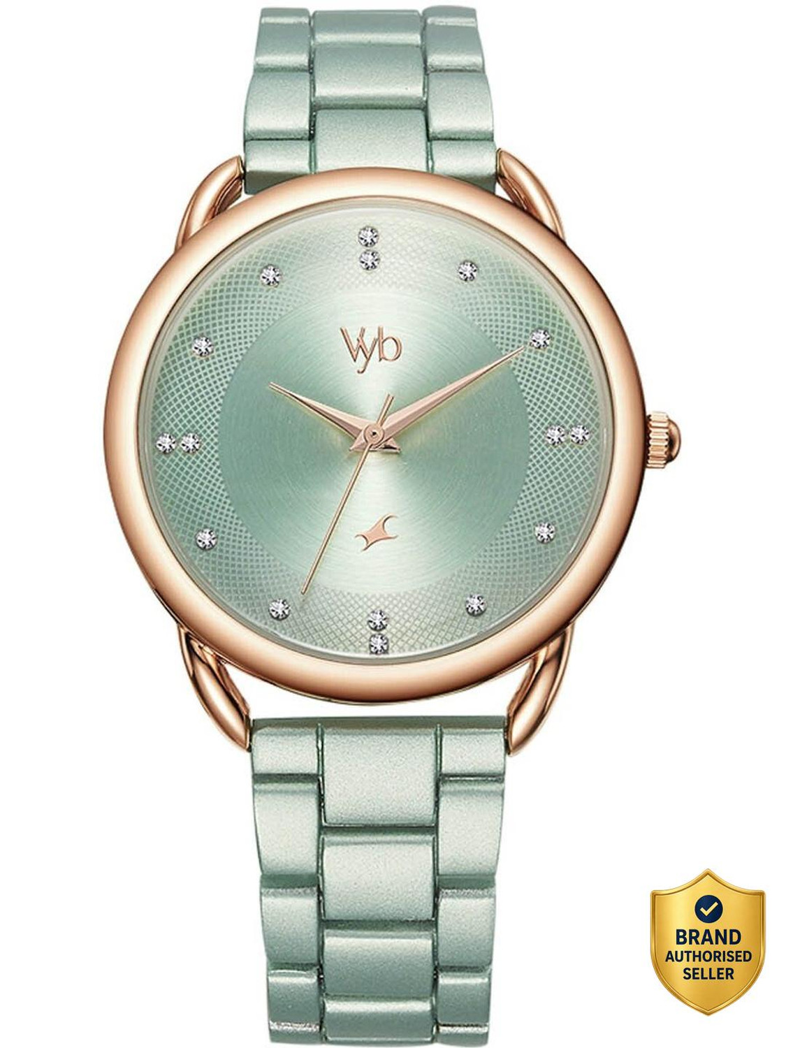 Image of Fastrack Fastrack Vyb Charmer Green Dial Green Stainless Steel Strap Watch for Girls Analog Watch - For Women