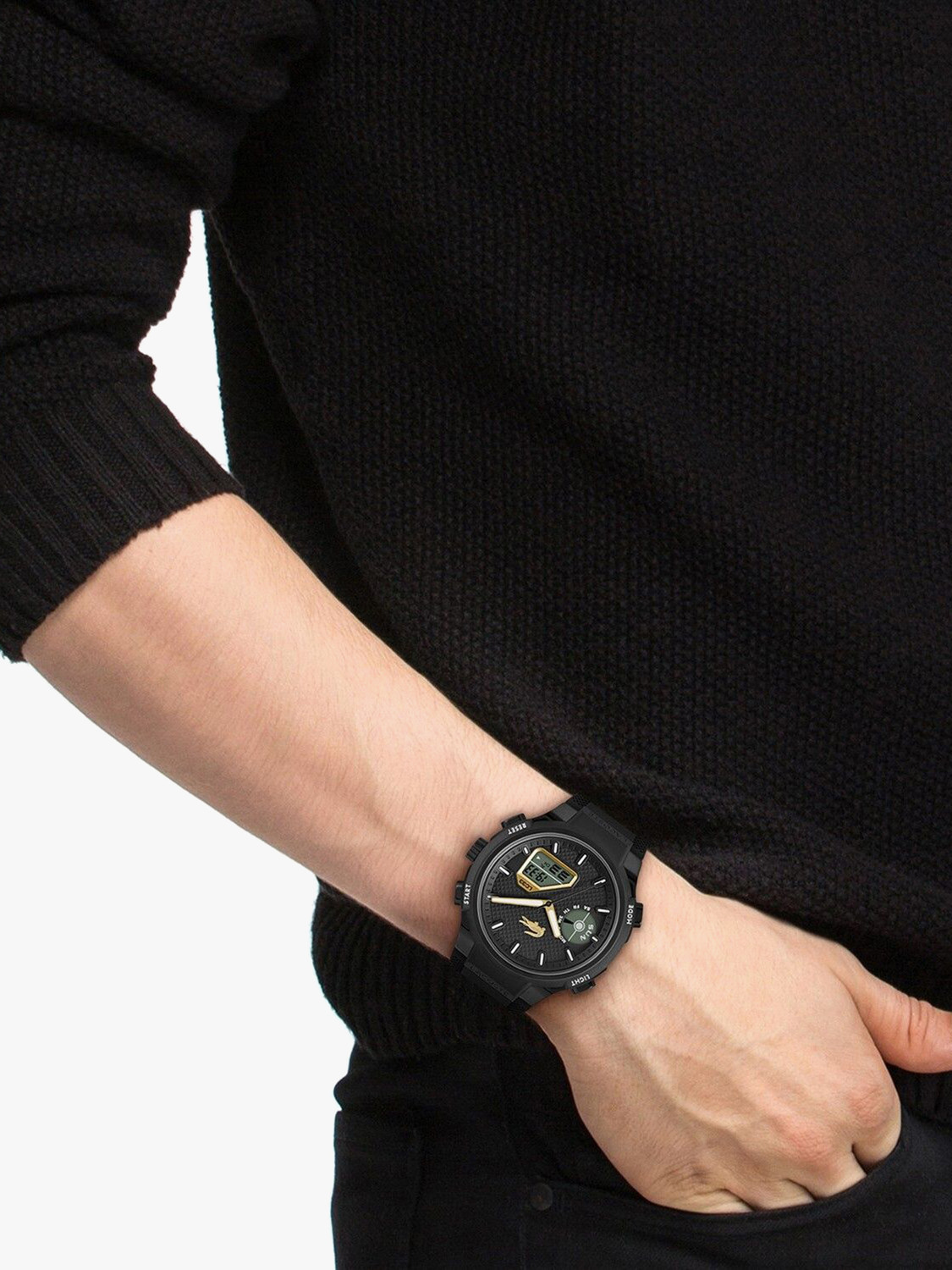 Image of LACOSTE LC33 Lacoste Lc33 Qtz Basic Black Round Dial Men's Watch - 2011435 Analog Watch - For Men