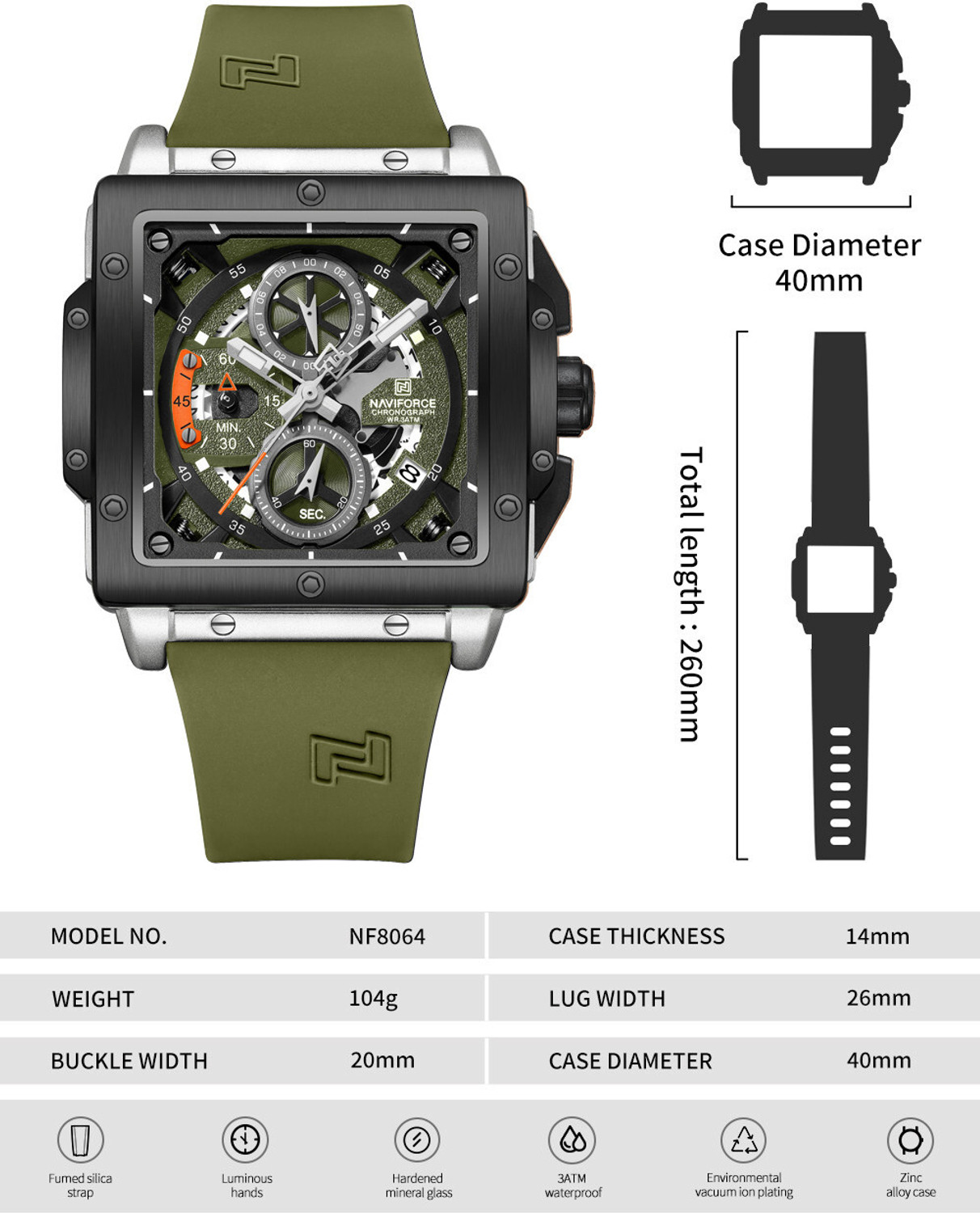 Image of NAVIFORC NF8064 Analog Watch - For Men