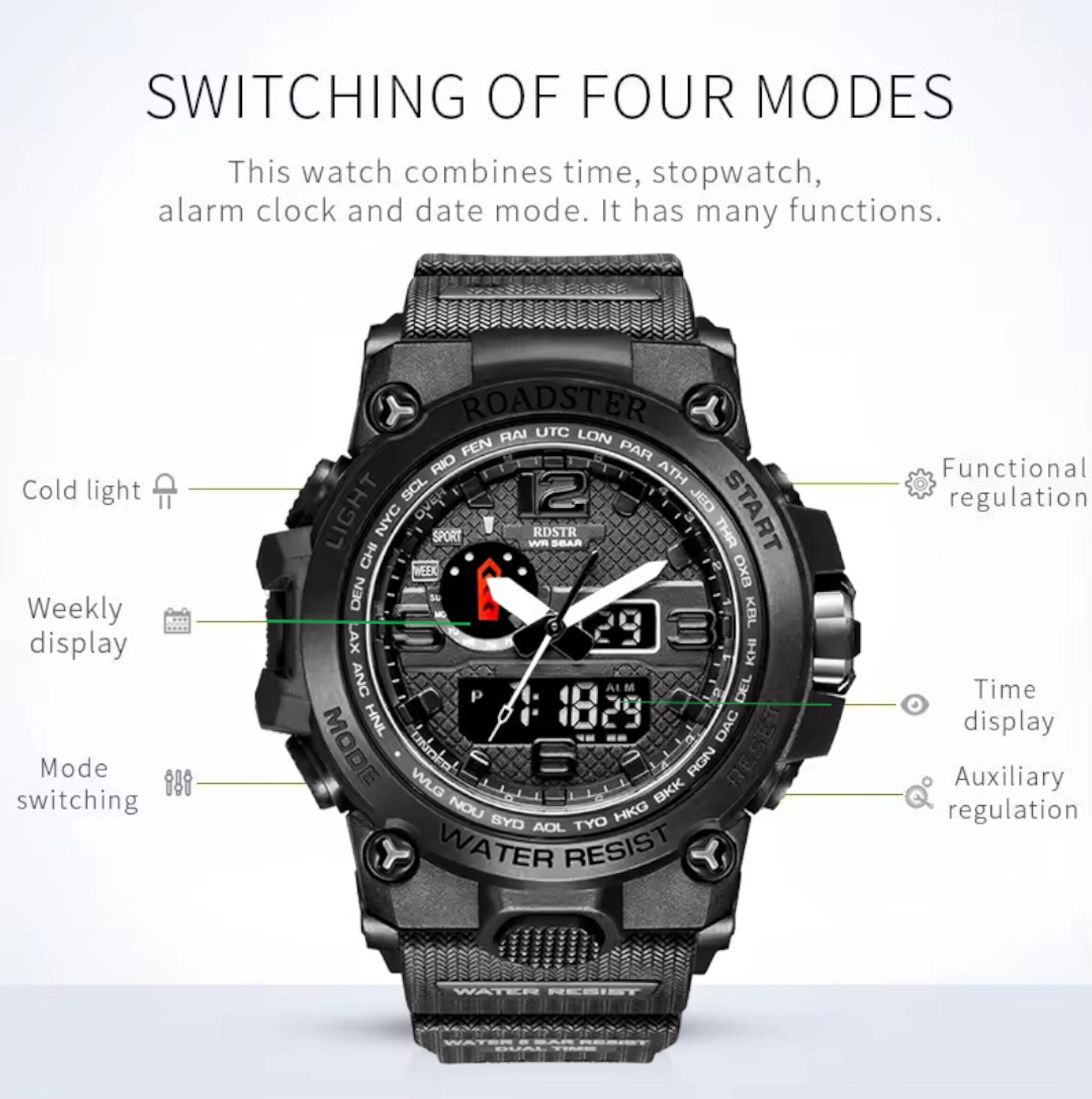 Image of Roadster 1545D Men's Chronograph Analog-Digital Watch - For Men
