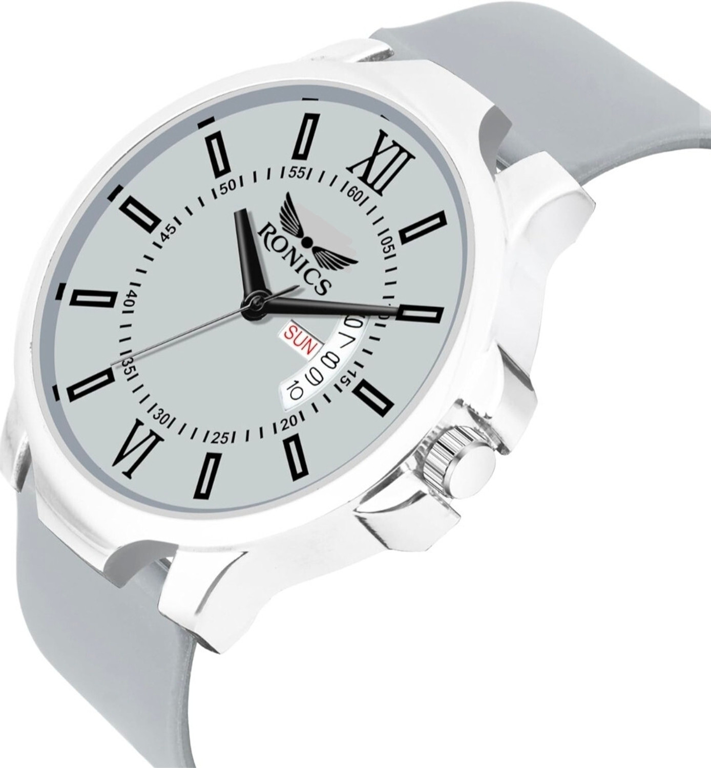 Image of ronics Ronics fancy attractive latest grey dial grey strap Silicon strap Analog Watch - For Men