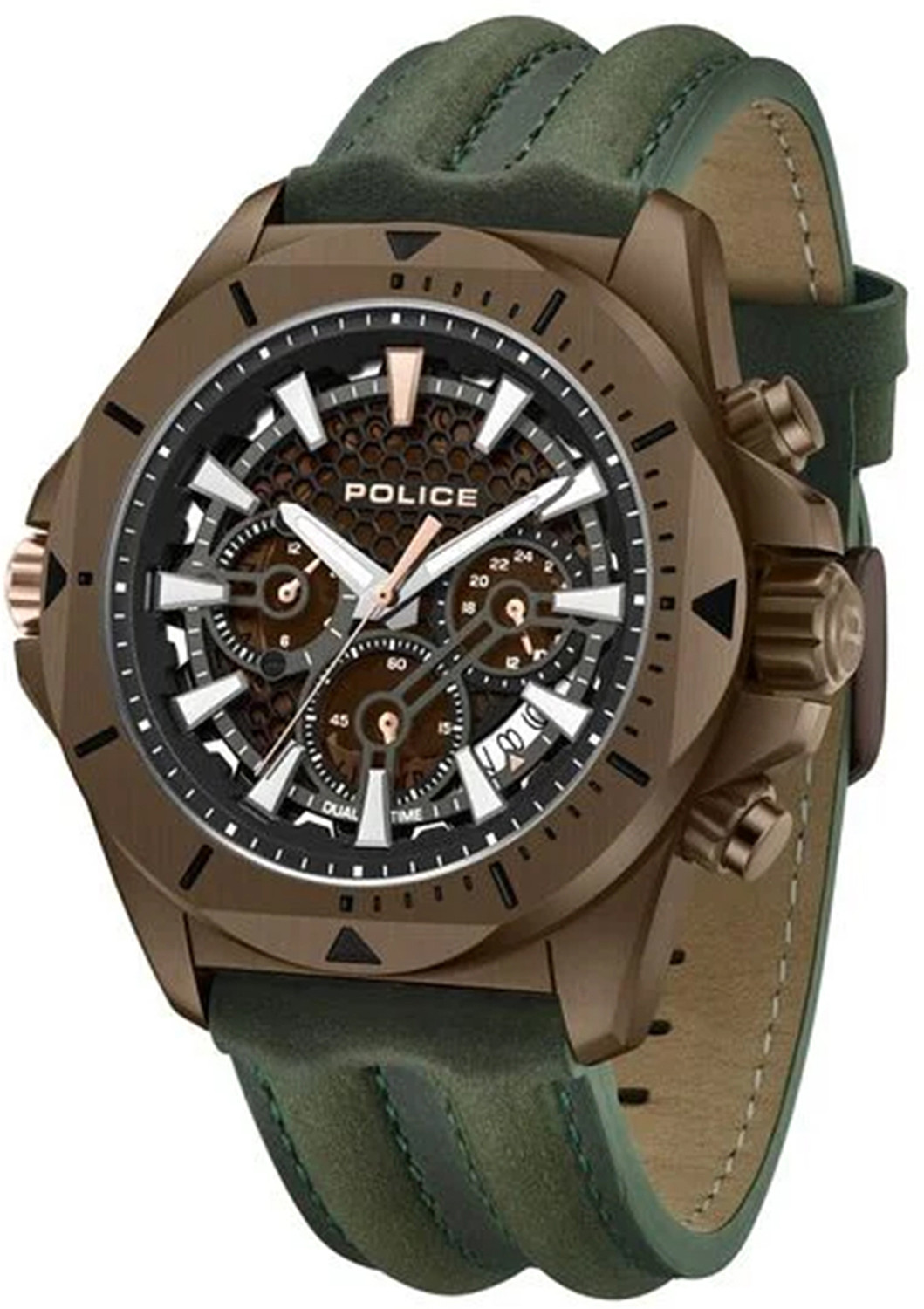 Image of Police Brown Round Dial Leather Watch For Men Analog Watch - For Men