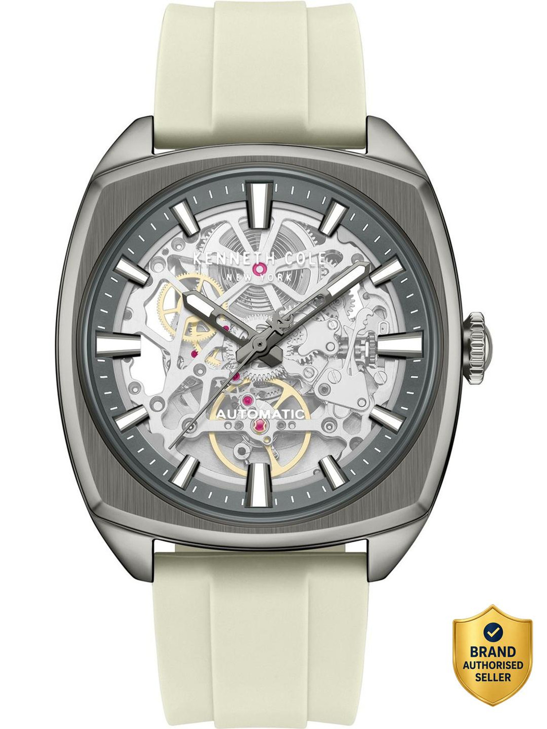 Image of Kenneth Cole Automatic Gun Dial White Silicon Strap Analog Watch - For Men KCWGZ0099205MN,KCWGZ0099205MNW