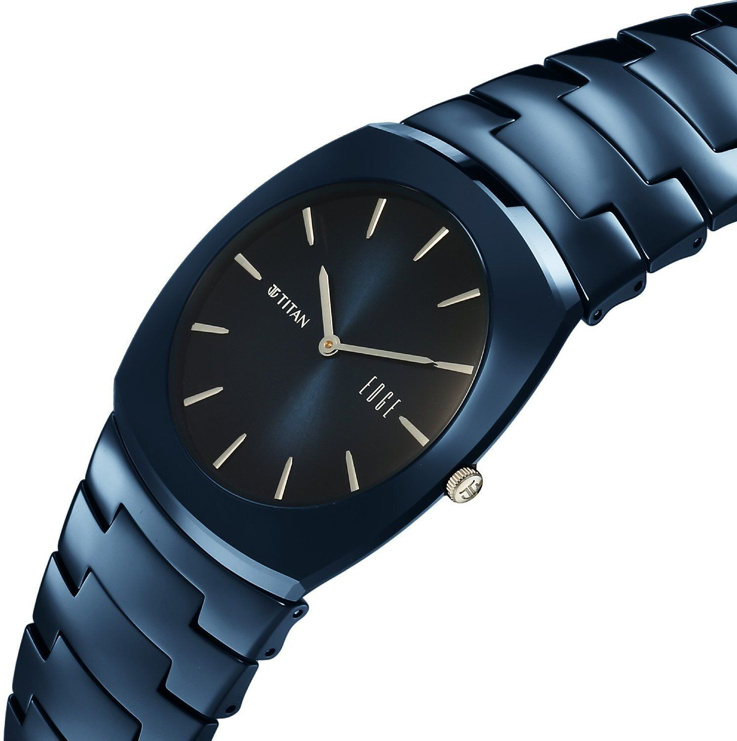 Image of Titan Edge Fumage Edge Fumage Blue Dial Blue Ceramic Strap Analog Watch - For Men