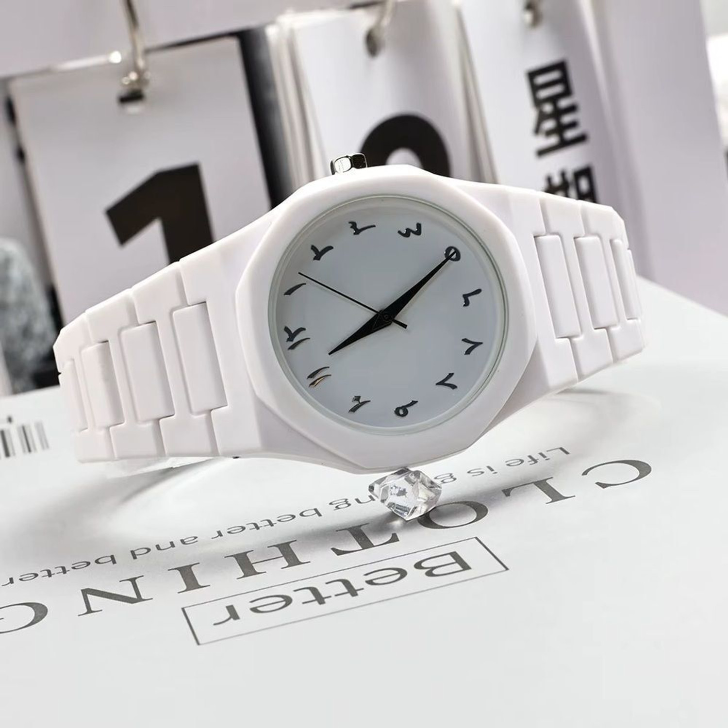 Image of Likrzora White Color Analog and Movement With Function Men Arabic Watches Analog Watch - For Men Numerals Arabic Watches Men