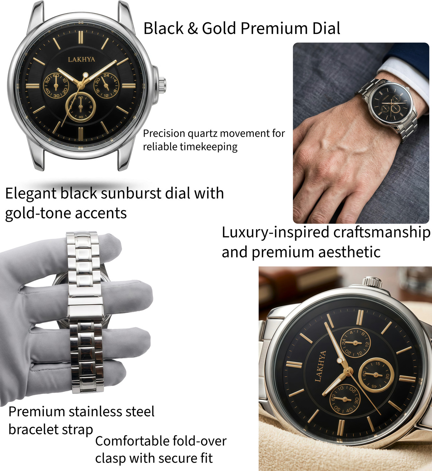 Image of LAKHYA Analog Watch - For Men ZF-09 CHAIN-BLK