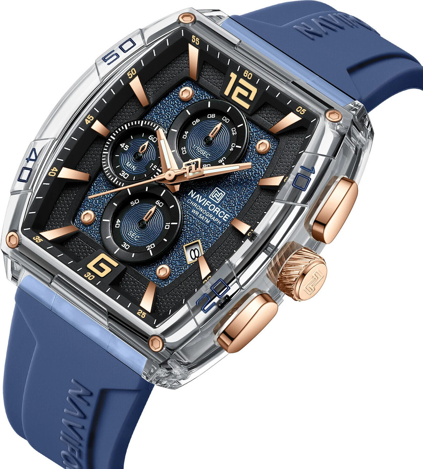 Image of NAVIFORCE Modern Sophistication Transparent Case With Functional Choronograph Dial Analog Watch - For Men