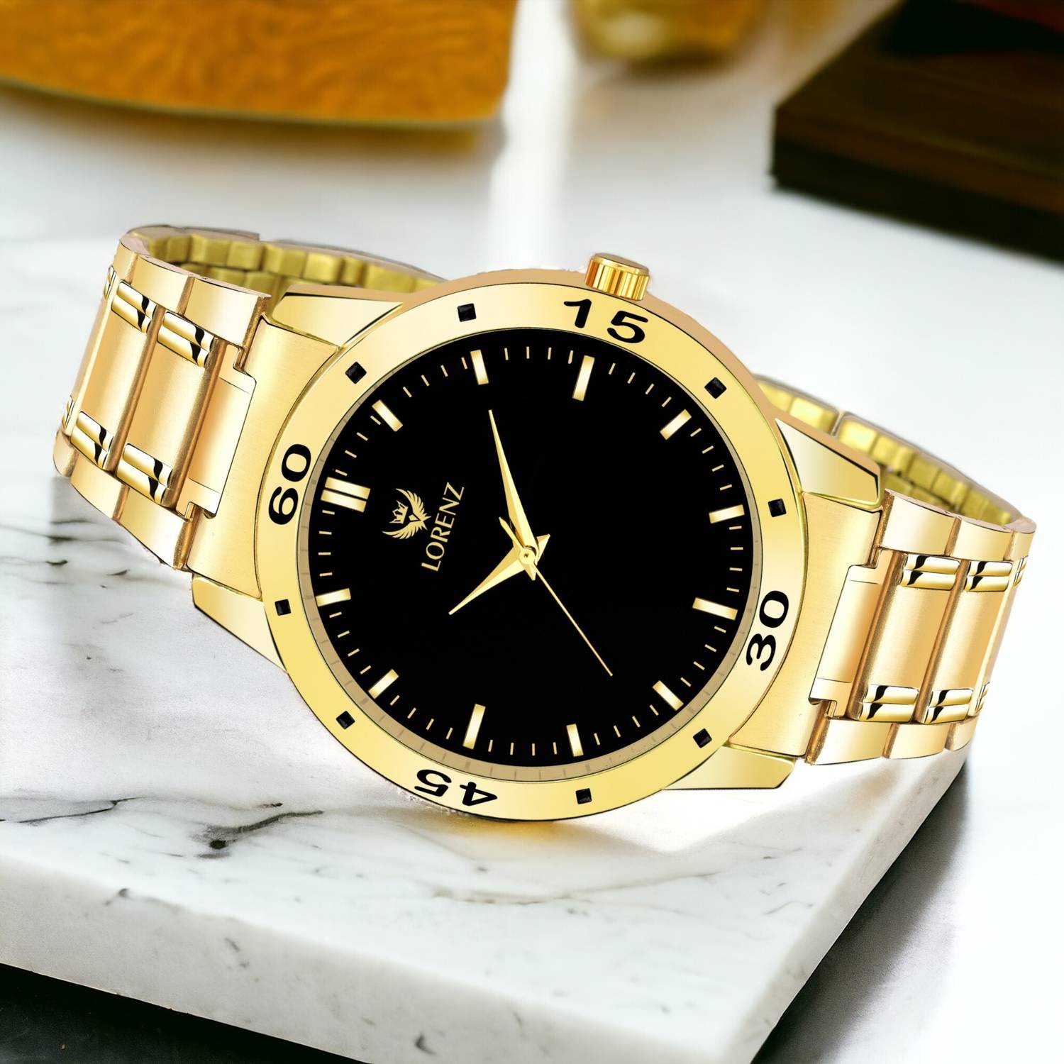 LORENZ MK-3012K Lorenz Black Dial Stainless Steel Golden Watch 1