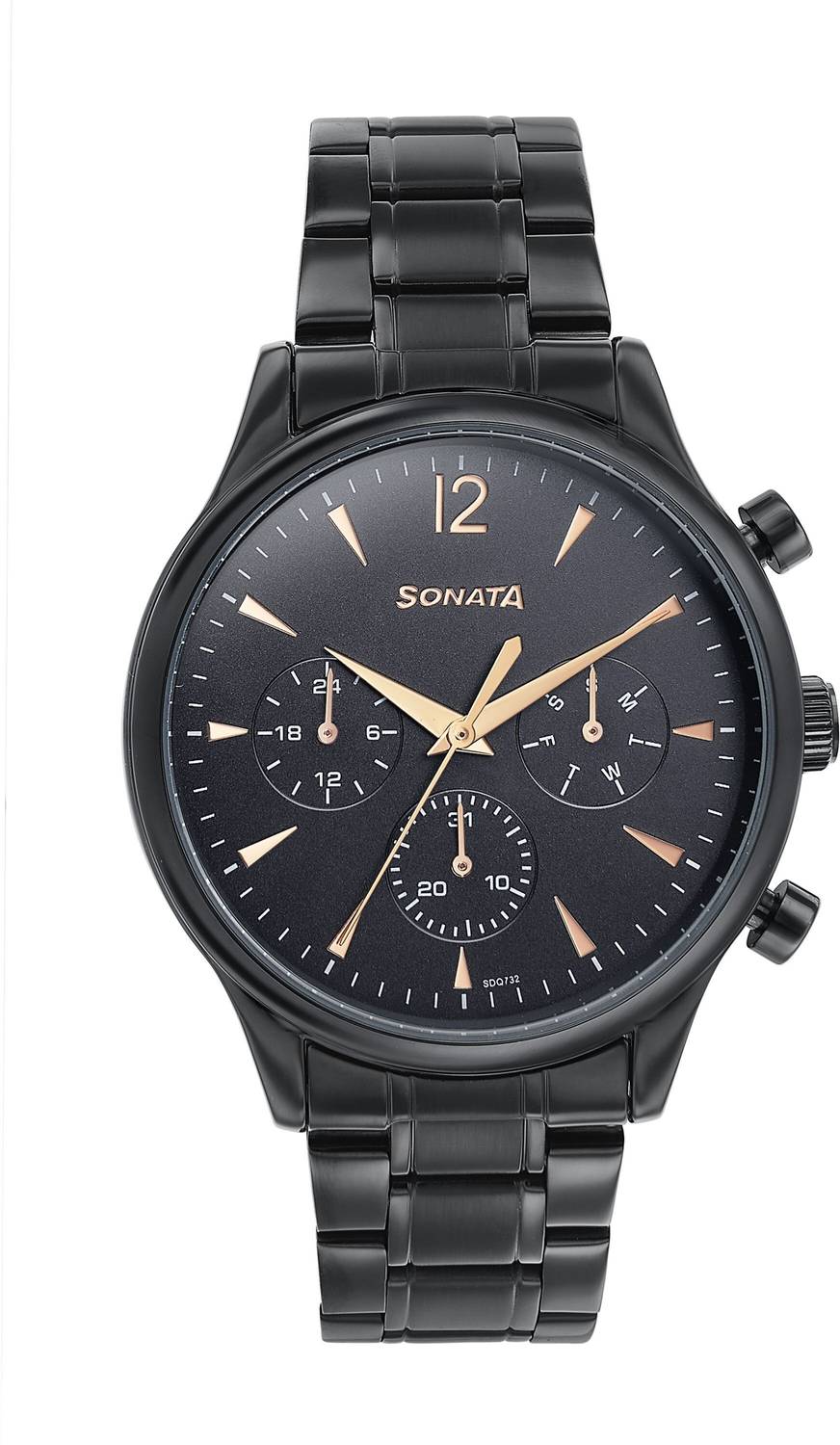Sonata Wedding Edit Black Dial Black SS Strap Watch - Image 2