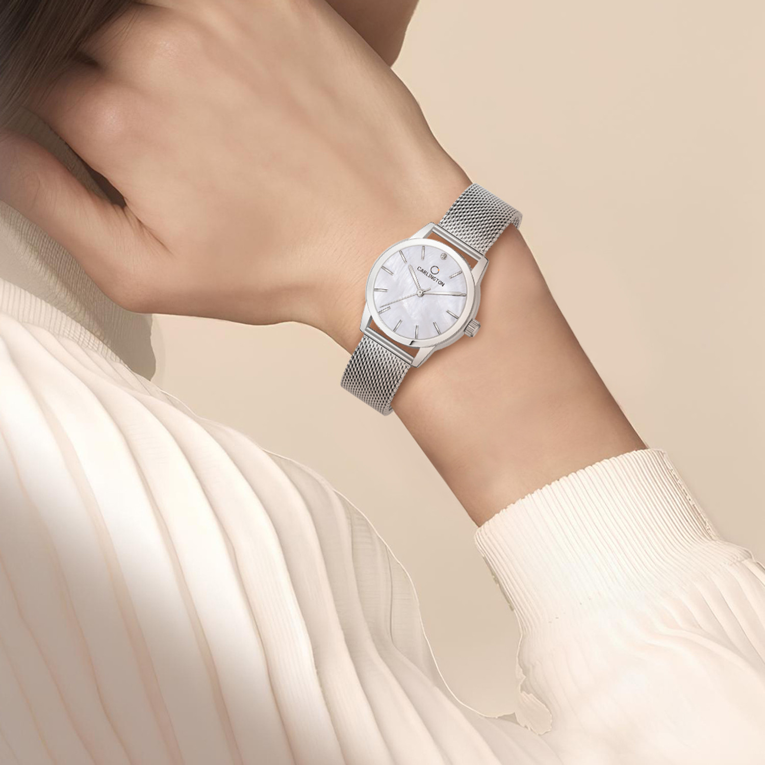 Image of Carlington CT2010 Carlington Elite Ladies With Self Adjustable Mesh Strap And Water Resistant Analog Watch - For Women