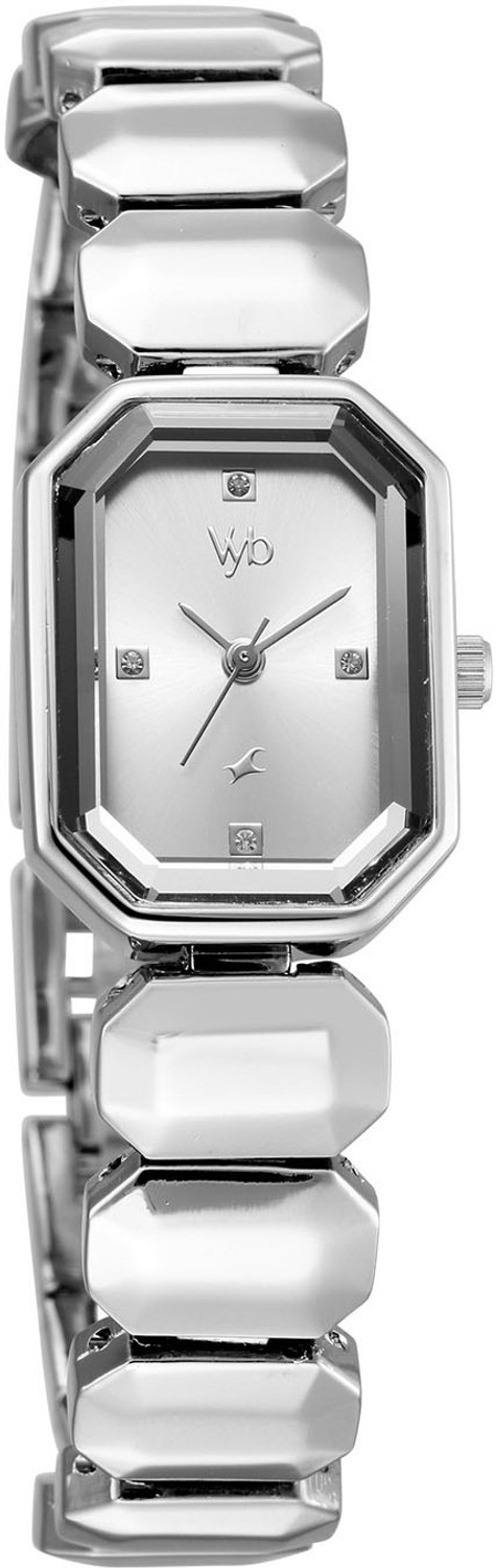 Image of Fastrack Vyb Celeste 3 Hands Silver Dial Steel Alloy Strap Analog Watch - For Girls FV60063SM01W