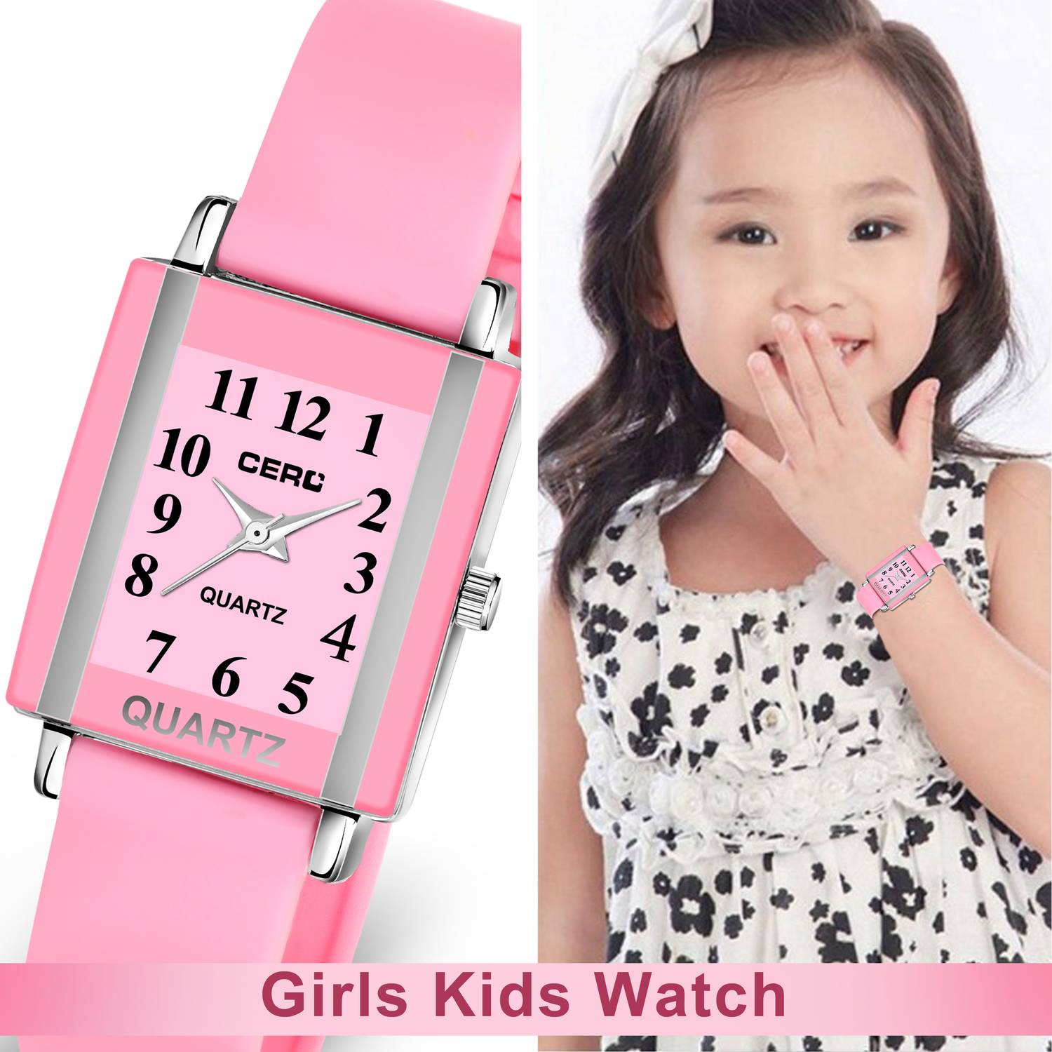 CERO 248SL CE_PINK248SL Stylish Square Dial PU strap Analog Watch - For Girls