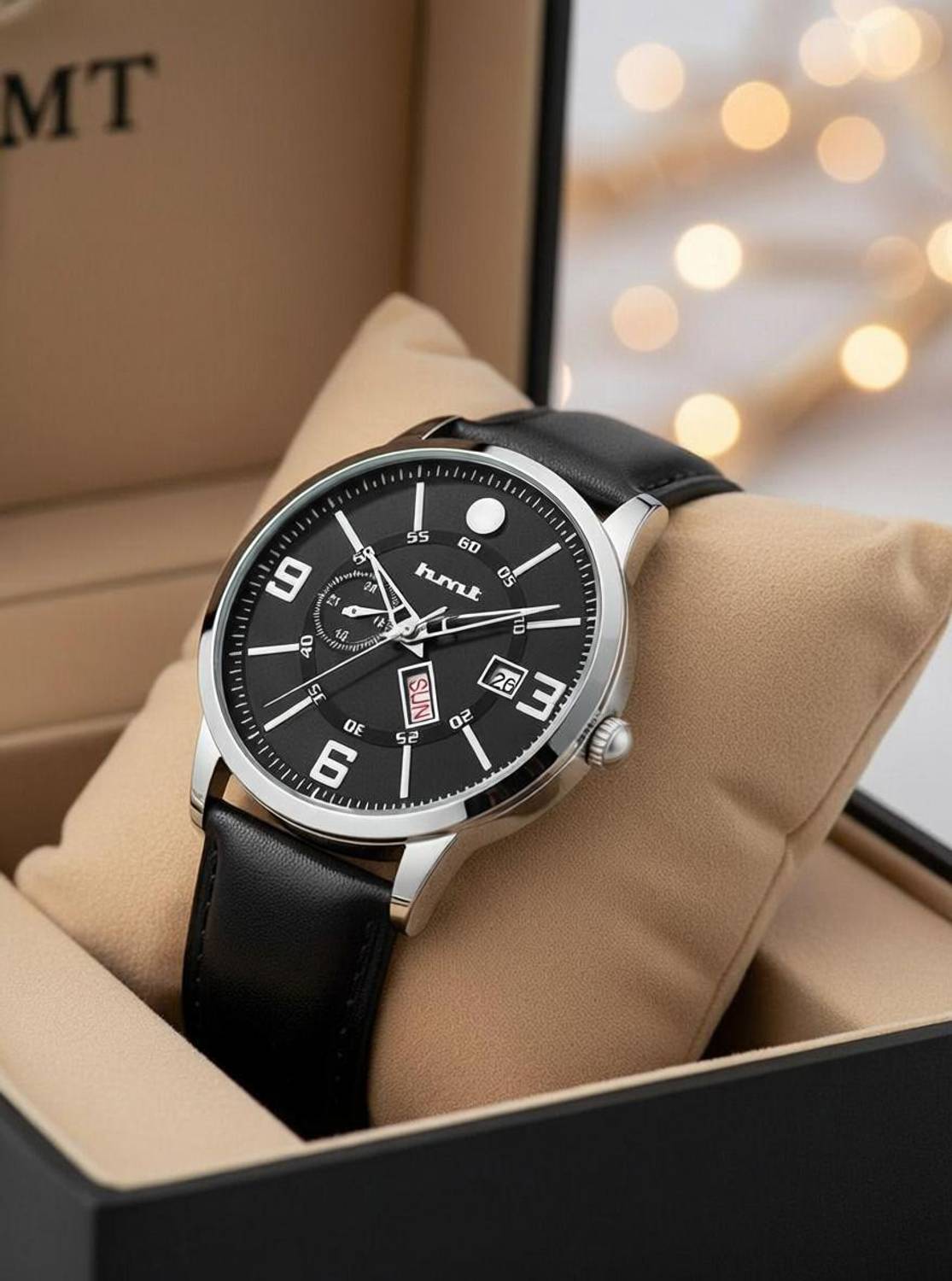 HMT Quartz Black Dial Day & Date Analog Watch - Men