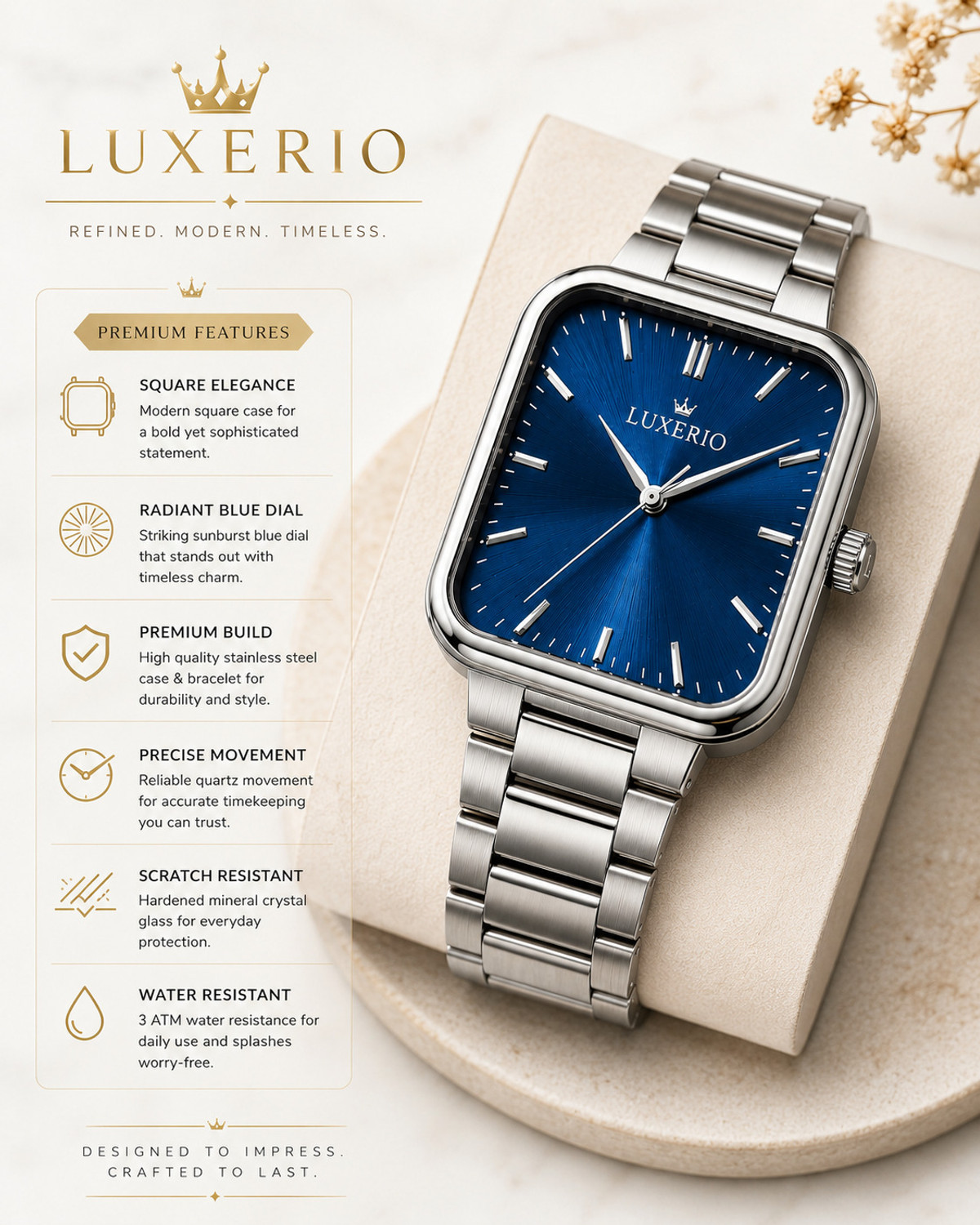Image of Luxerio Men Square Watch Urban Classic Analog Watch - For Men