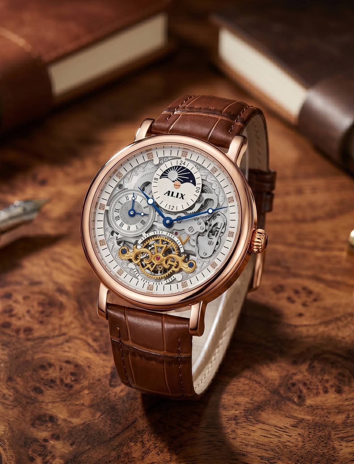 Alix 2905 Brown Leather Strap Analog Watch - Image 1