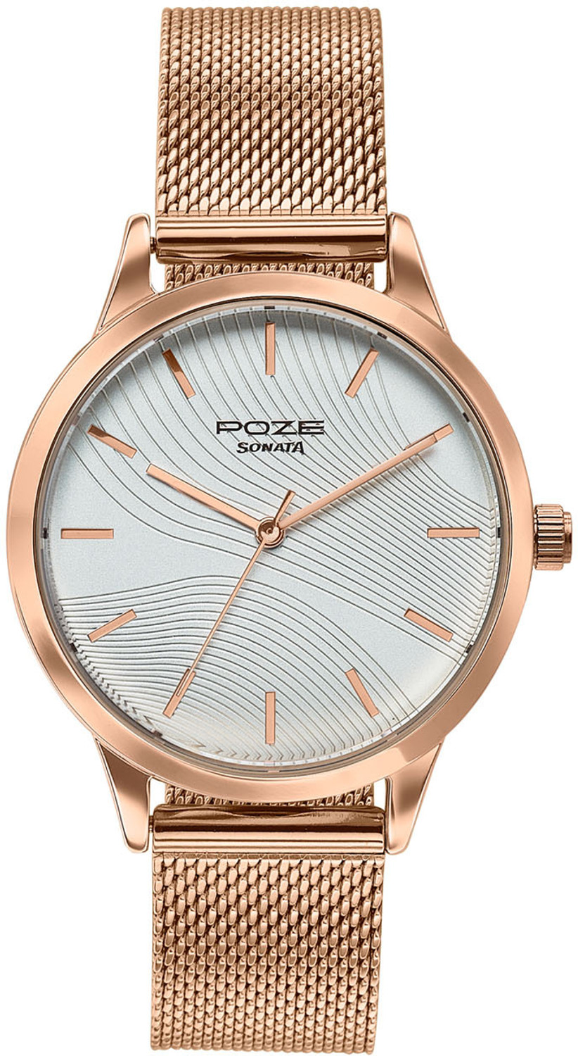 Image of SONATA Poze Drop 9.1 Poze 9 Quartz White Dial IPG Strap Analog Watch - For Women