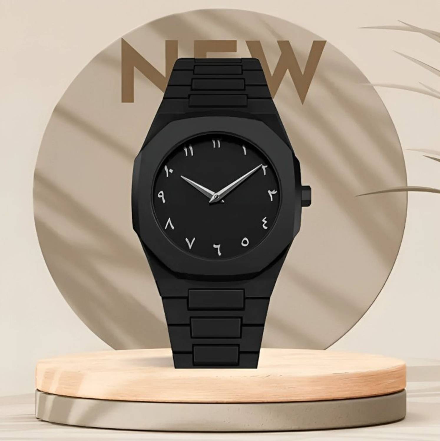 Resten Arabic Numeral Matte Black Luxury Watch - White