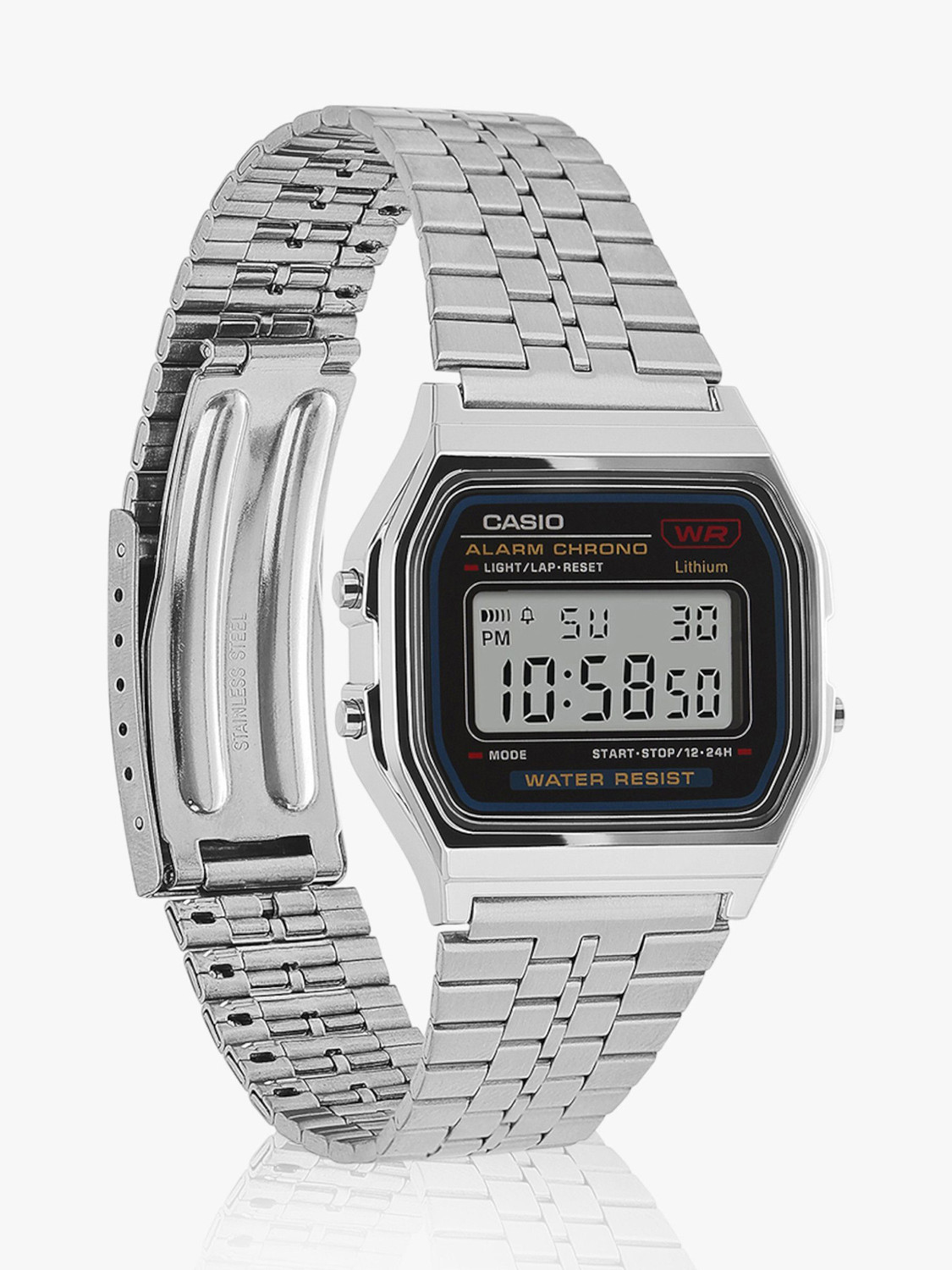 Image of CASIO Vintage Black Dial Silver Stainless Steel Band Digital Watch - For Men & Women D339 ( A159W-N1DF)