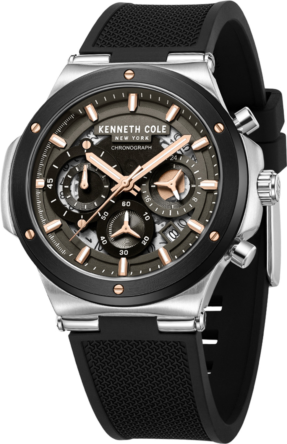 Image of Kenneth Cole Kenneth Cole Black Round Dial Silicone Watch For Men Analog Watch - For Men