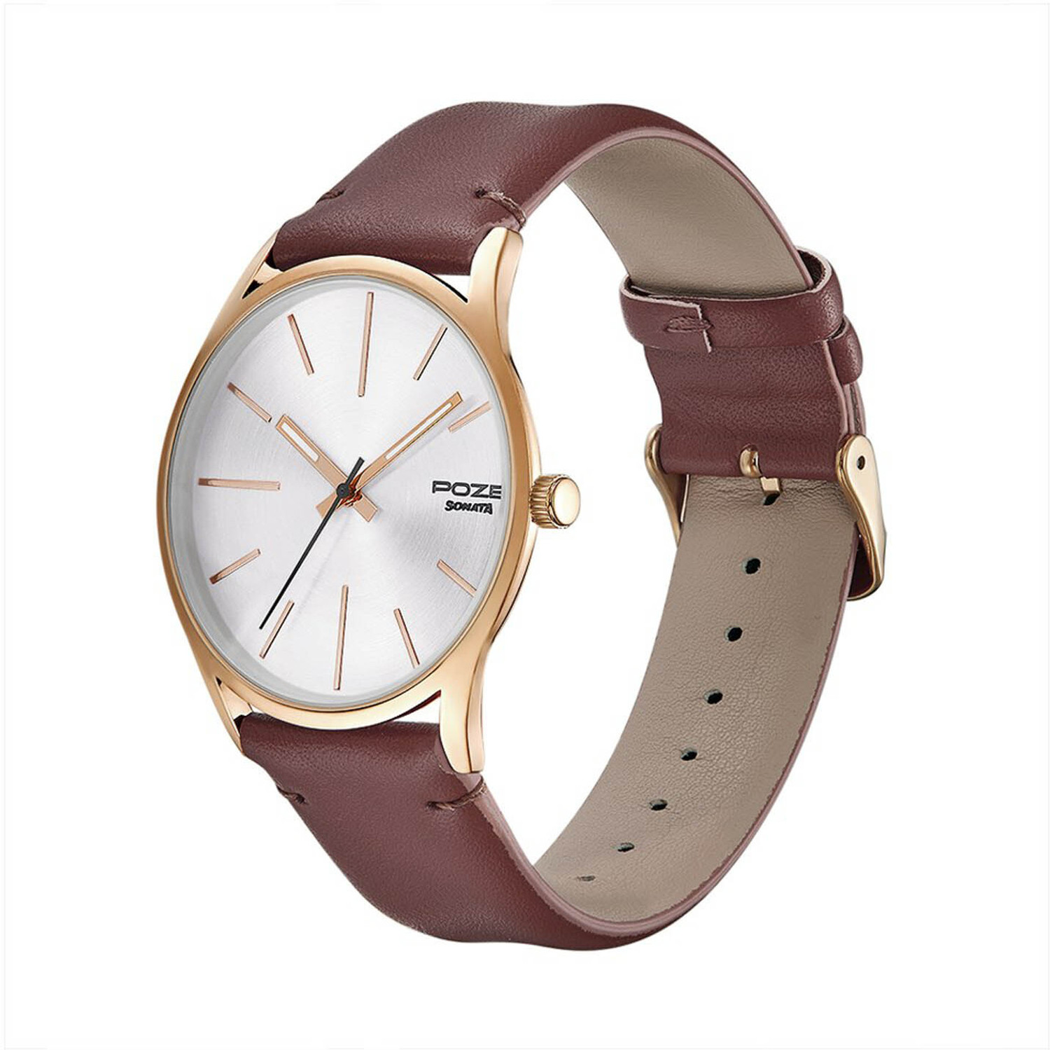 Image of SONATA Poze by Quartz Analog Silver Dial PU Leather Strap Watch for Men Analog Watch - For Men