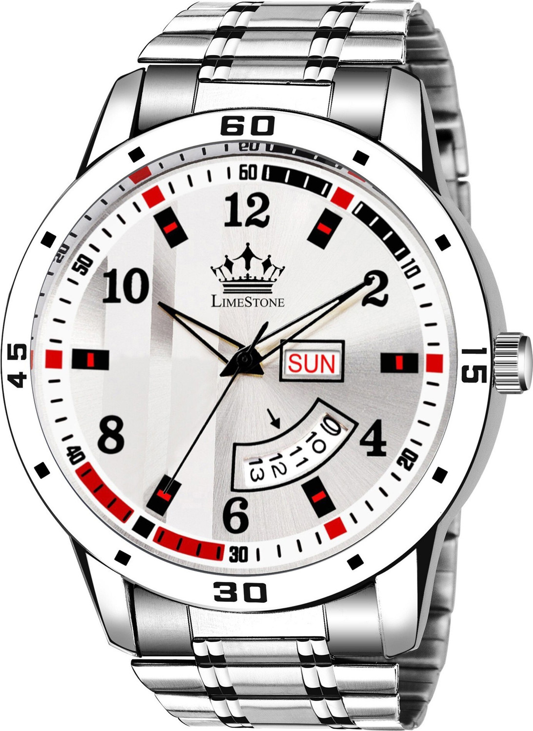 Image of LIMESTONE Day and Date Functioning Stainless Steel Quartz Analog Watch - For Men
