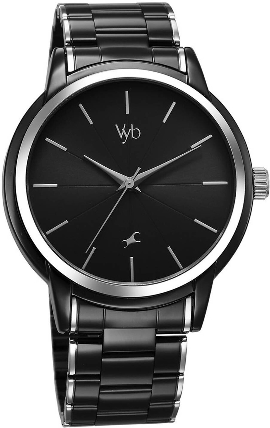 Image of Fastrack Fastrack Vyb Quartz Black Dial Silver + Black Sheet Metal Strap watch for Men Analog Watch - For Men