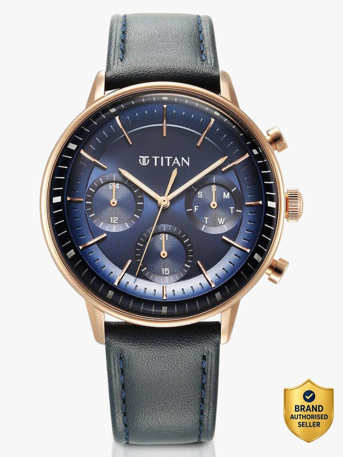 Titan Light Leathers Blue Dial Blue LeatherStrap Analog Watch - For - Image 1