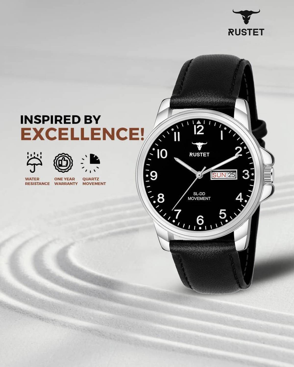 RUSTET Brown Leather Strap Watch for Boys - Image 4