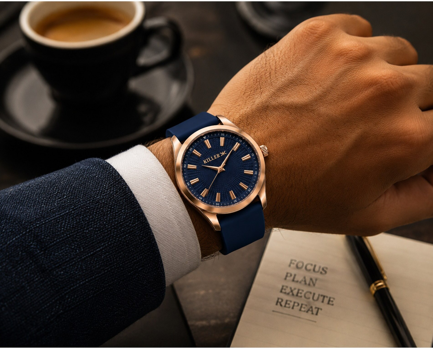 Image of KILLER Elegant Brown Dial & Rose Gold Finish - Sophisticated Everyday Luxury Analog Watch - For Men