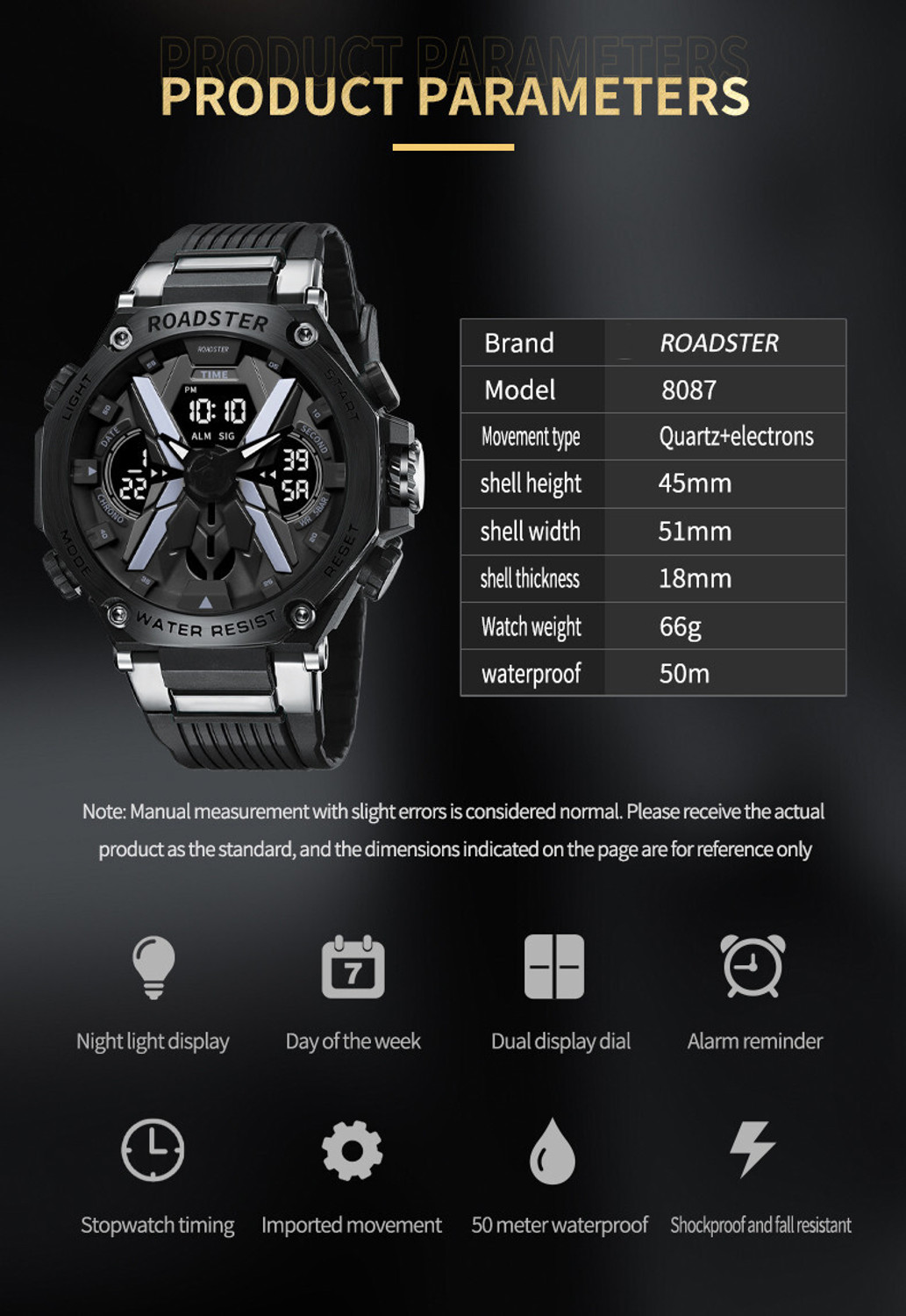 Image of Roadster Waterproof Multi-Functional Wrist Watch Analog-Digital Watch - For Men