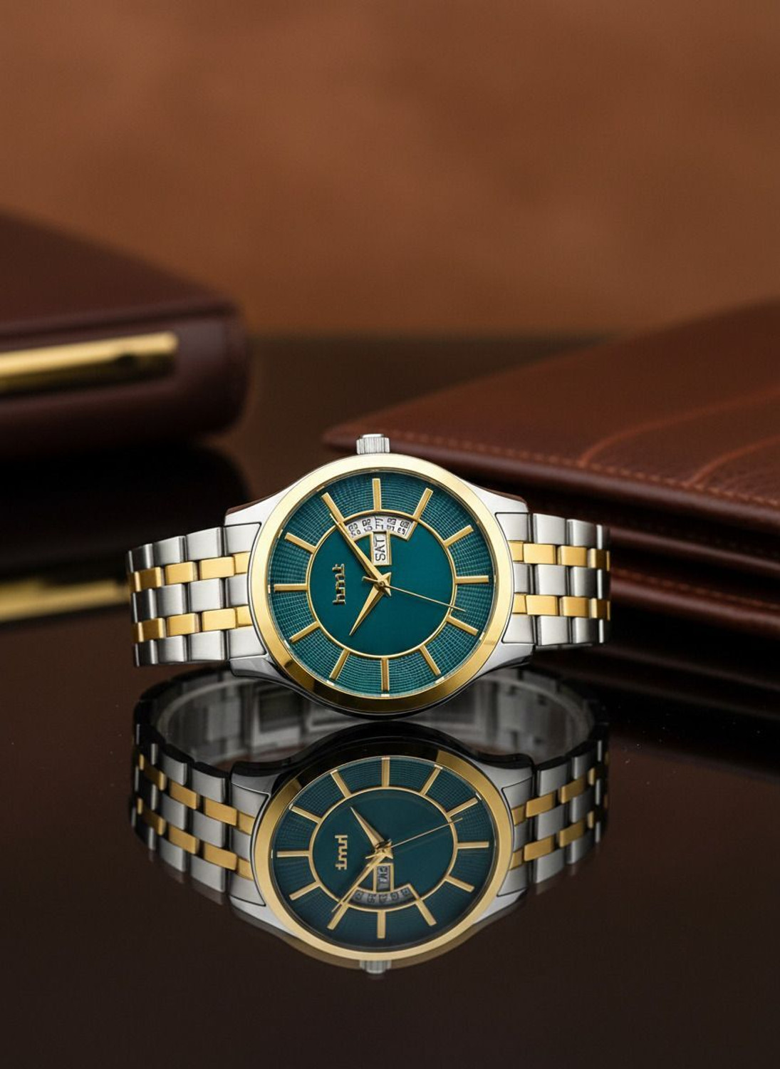 Image of hmt QUARTZ HMT Stainless Steel Chain Green Dial Water Resistant Watch For Mens & Boys Analog Watch - For Men