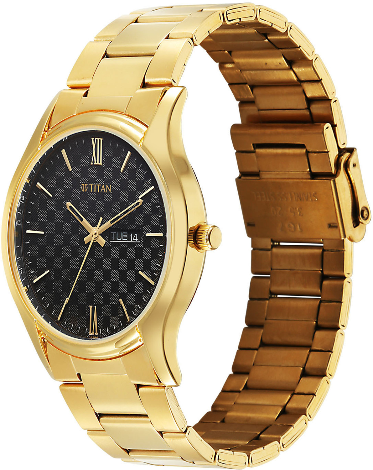 Image of Titan Karishma Gents Karishma Regal Day-Date Black Dial IPG Stainless SteelStarp Analog Watch - For Men
