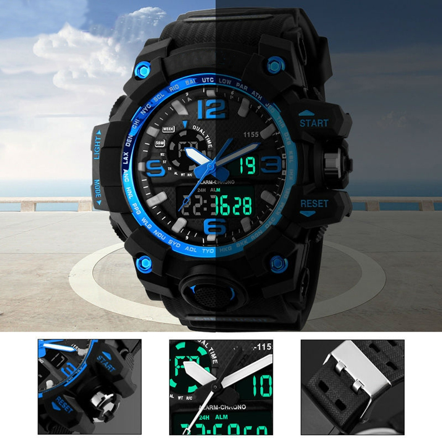 Image of otage black watch for men Analog-Digital Watch - For Men