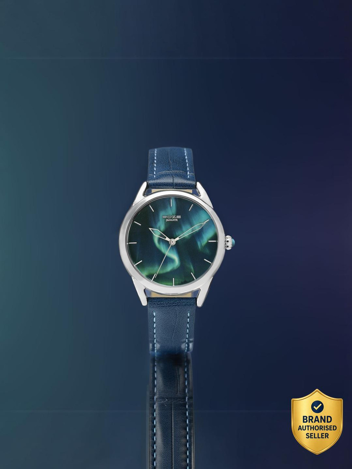Image of SONATA Poze 8 Sonata Northern Lights inspired Poze With luminous effect Blue Dial Analog Watch - For Men & Women