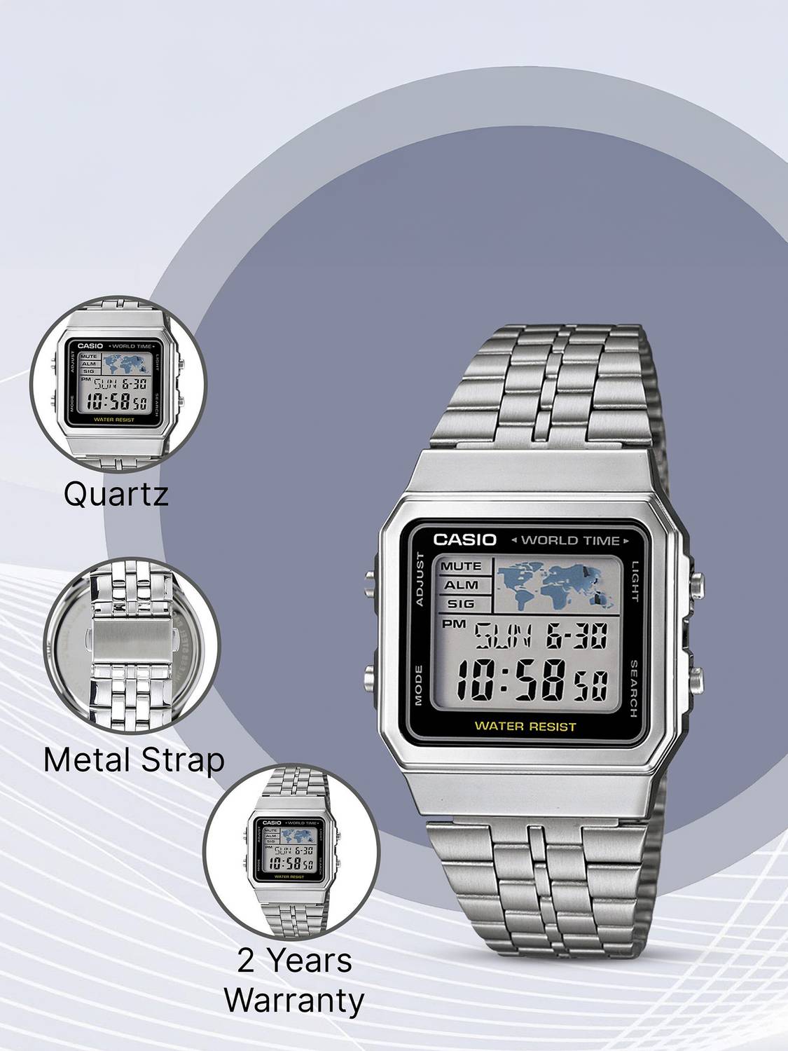 Casio Vintage A500WA-1DF Black Digital Watch - Image 4