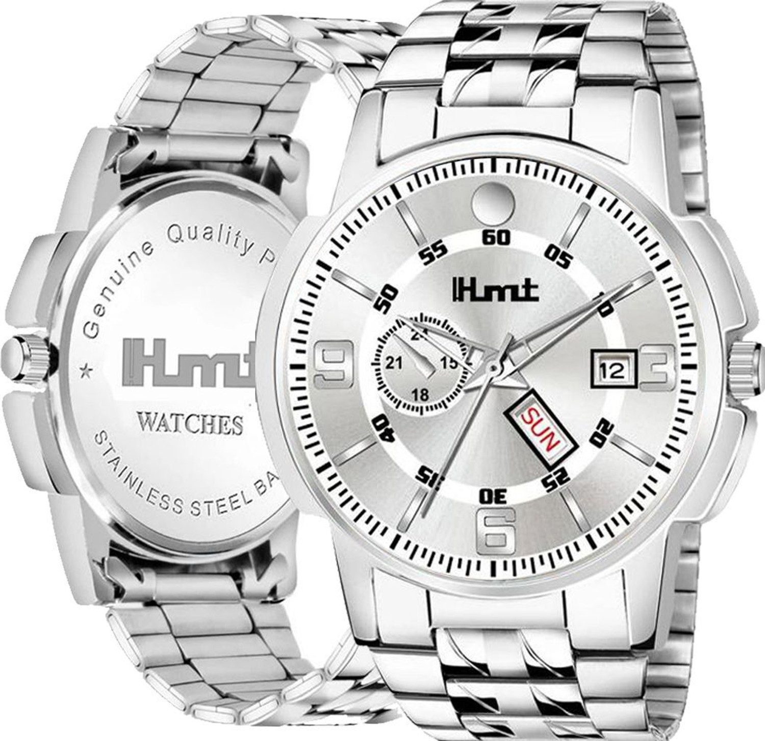 Image of HMT DLF Trending Silver Mens Watch-Watches & Branded Quartz and Wrist Ghadi For Men Analog Watch - For Men