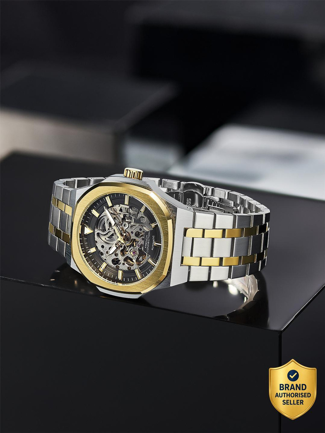 Image of French Connection French Connection Skeleton Dial Stainless Steel Automatic Watch for Men Analog Watch - For Men